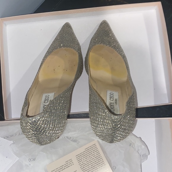 Jimmy Choo glitter fabric champagne pumps with gorgeous mirror heel - Picture 13 of 13